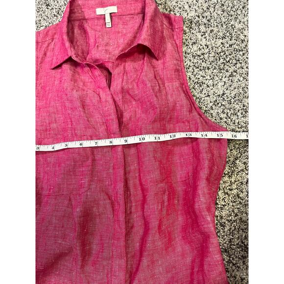 Joie Belted Linen Romper Toinette Pink Cutout Back Pockets Chambray Shorts S - Picture 9 of 15